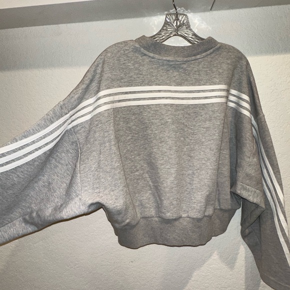 Gray Adidas Women's Cropped Sweater - Picture 4 of 4